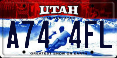 UT license plate A744FL