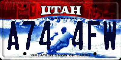 UT license plate A744FW