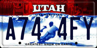 UT license plate A744FY