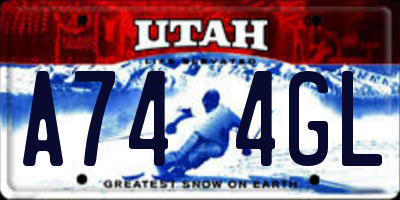 UT license plate A744GL