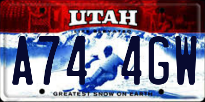 UT license plate A744GW