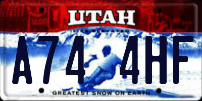 UT license plate A744HF