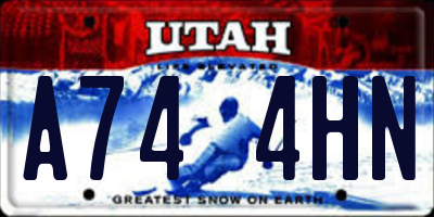 UT license plate A744HN