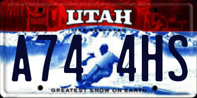 UT license plate A744HS