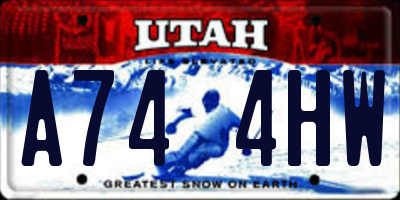 UT license plate A744HW