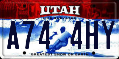 UT license plate A744HY
