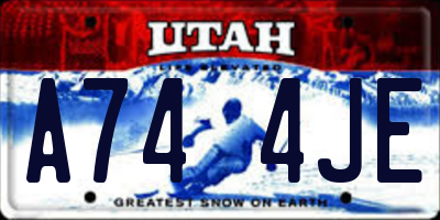 UT license plate A744JE