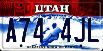 UT license plate A744JL
