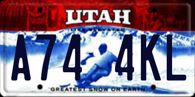 UT license plate A744KL