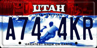 UT license plate A744KR