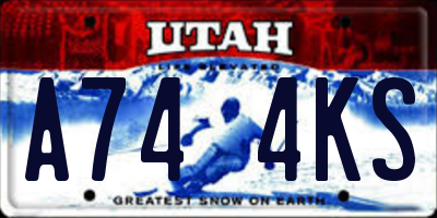 UT license plate A744KS