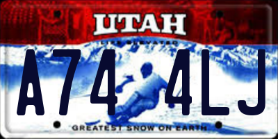 UT license plate A744LJ