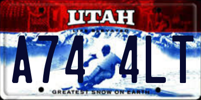 UT license plate A744LT