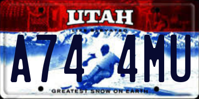 UT license plate A744MU