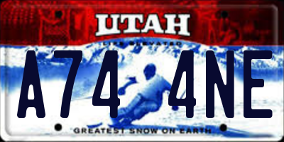 UT license plate A744NE