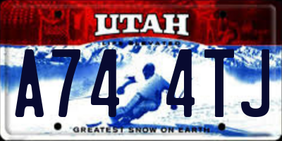 UT license plate A744TJ