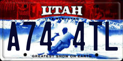 UT license plate A744TL