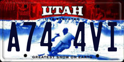 UT license plate A744VI