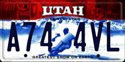 UT license plate A744VL