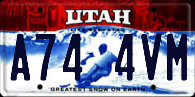 UT license plate A744VM