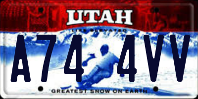 UT license plate A744VV