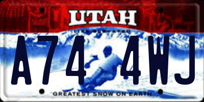 UT license plate A744WJ