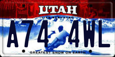 UT license plate A744WL