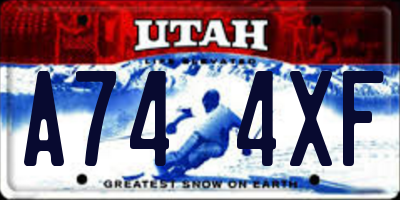 UT license plate A744XF
