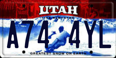 UT license plate A744YL