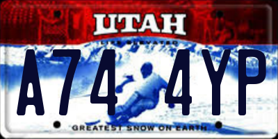 UT license plate A744YP