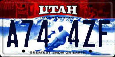UT license plate A744ZF