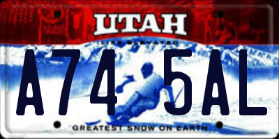 UT license plate A745AL