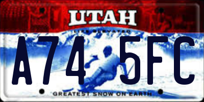 UT license plate A745FC