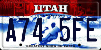 UT license plate A745FE