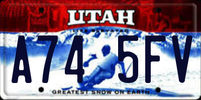 UT license plate A745FV