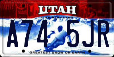 UT license plate A745JR