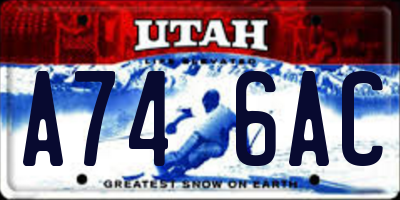 UT license plate A746AC