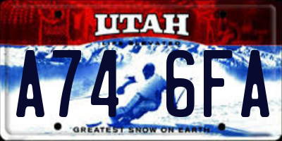 UT license plate A746FA