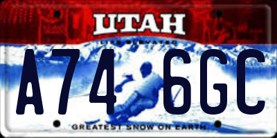 UT license plate A746GC