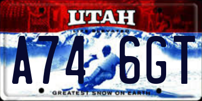 UT license plate A746GT