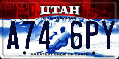 UT license plate A746PY