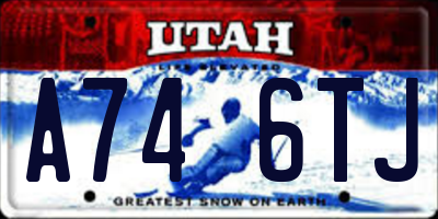 UT license plate A746TJ