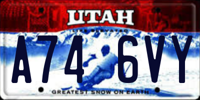 UT license plate A746VY