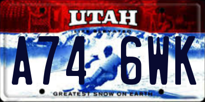 UT license plate A746WK