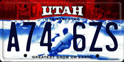 UT license plate A746ZS
