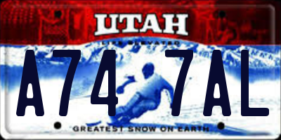 UT license plate A747AL