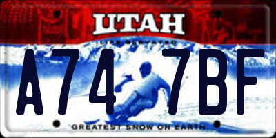 UT license plate A747BF