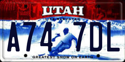 UT license plate A747DL
