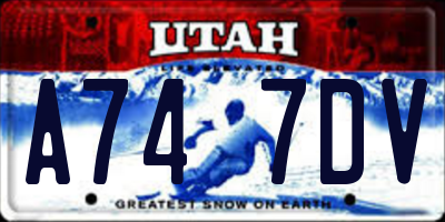 UT license plate A747DV