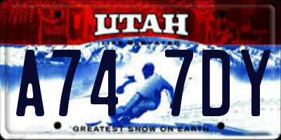 UT license plate A747DY